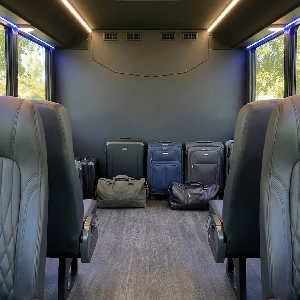 burlingame 20 passenger minibus luggage area