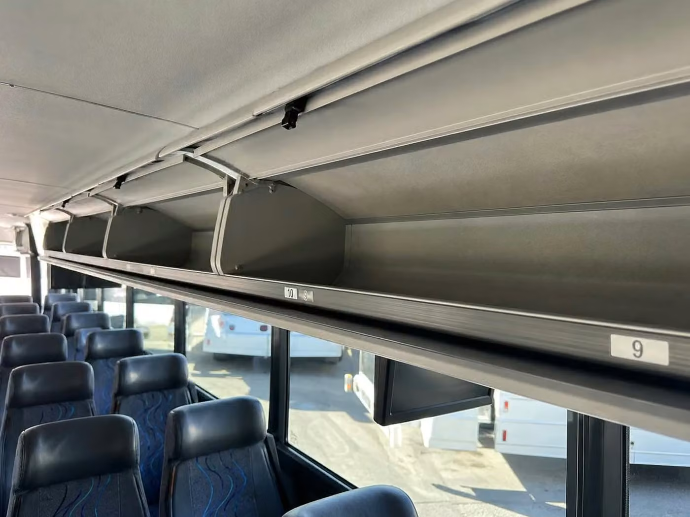 burlingame 25 passenger minibus overhead storage