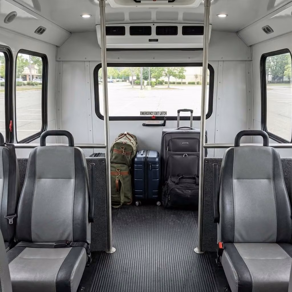 burlingame 28 passenger minibus luggage area