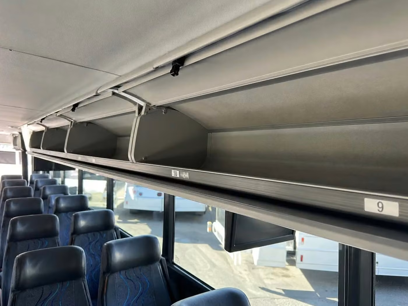 burlingame 28 passenger minibus overhead storage