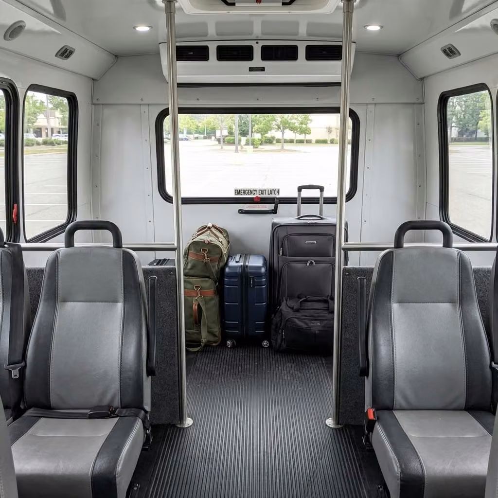 burlingame 30 passenger minibus luggage area
