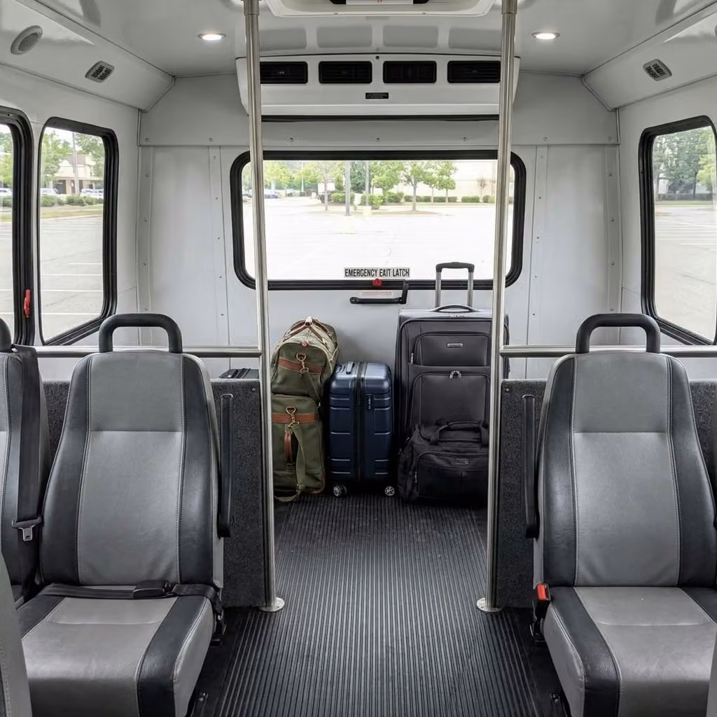 burlingame 35 passenger minibus luggage area