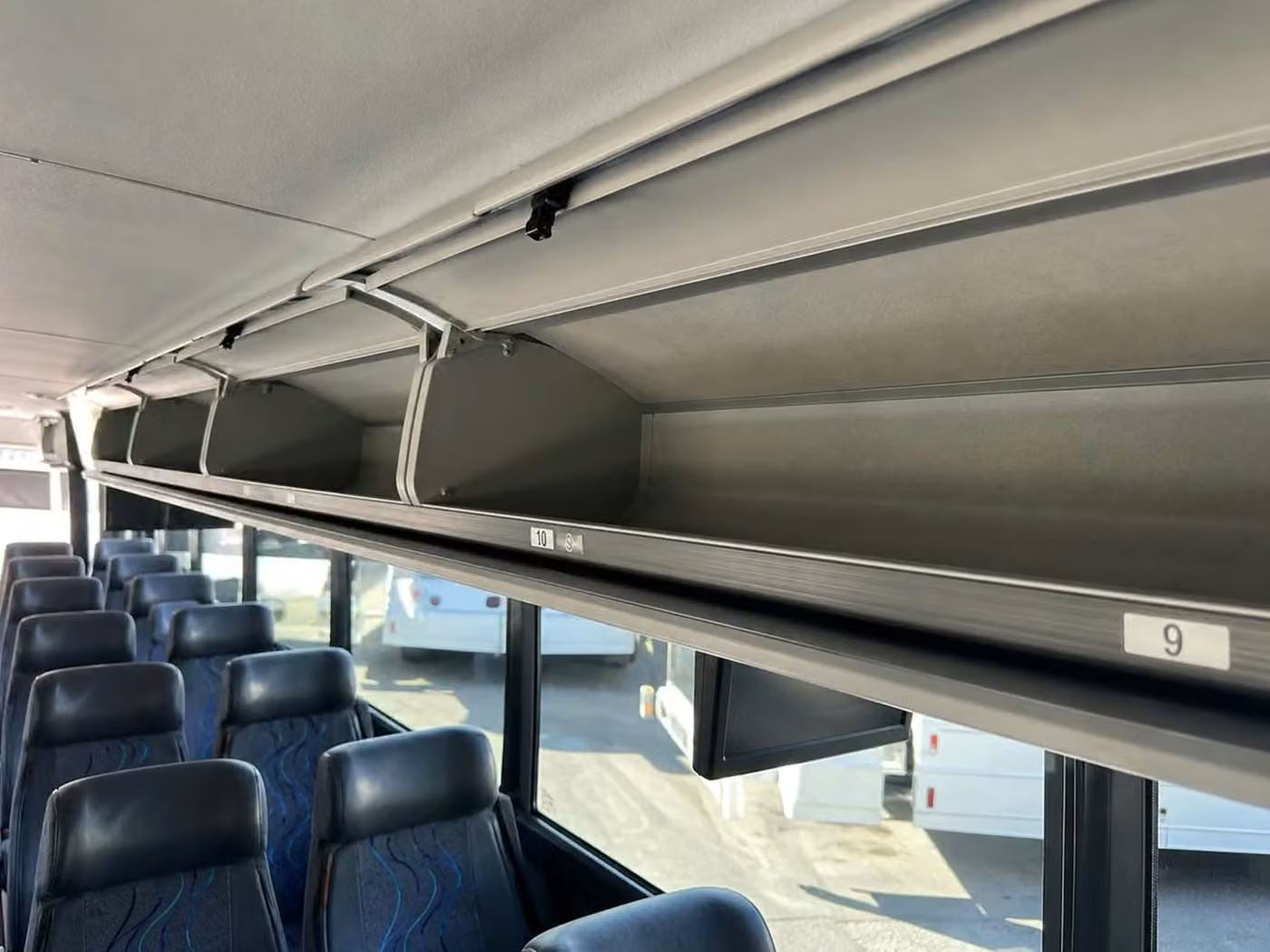 burlingame 35 passenger minibus overhead storage