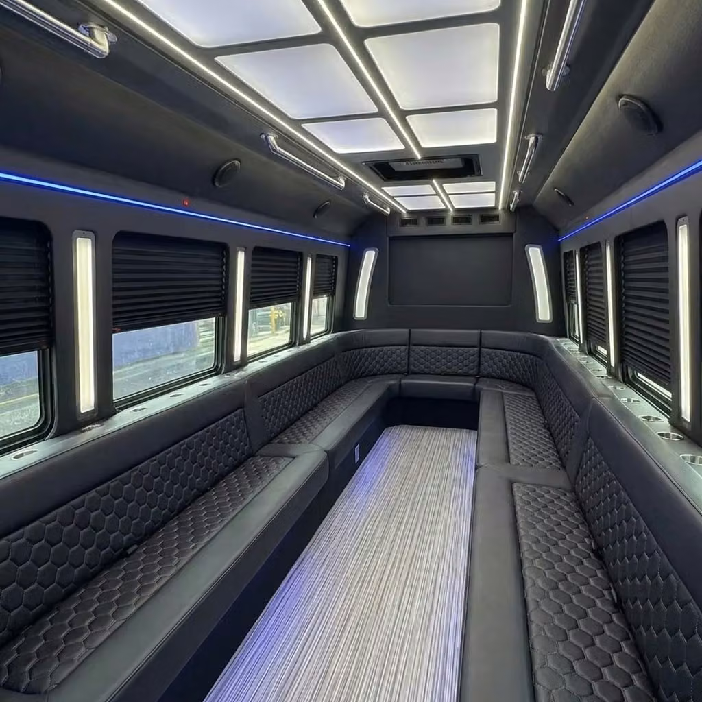 burlingame party bus wraparound seating
