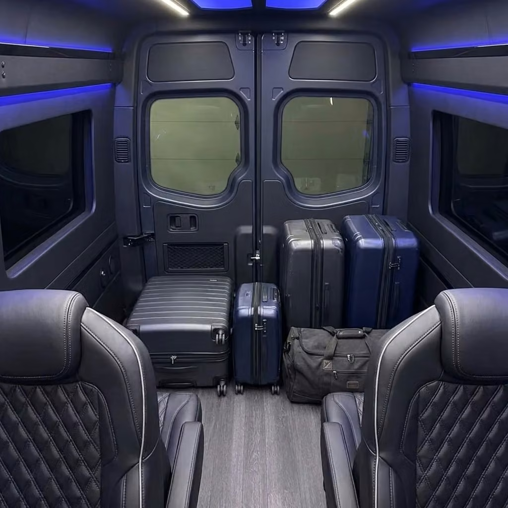 burlingame sprinter van rental with driver luggage area